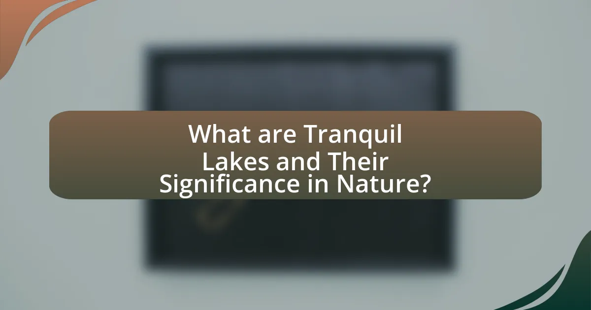 What are Tranquil Lakes and Their Significance in Nature?